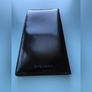 Bulgari Black Calfskin Leather Long Wallet, Vintage Bvlgari